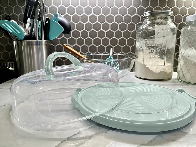 Top Shelf Elements Pie, Cheesecake Carrier for up to 11 in x 3 in cake. Two Sided Fashionable Stand Doubles as Five Section Serving Tray Perfect Taker Caddie for Travel - Image 4
